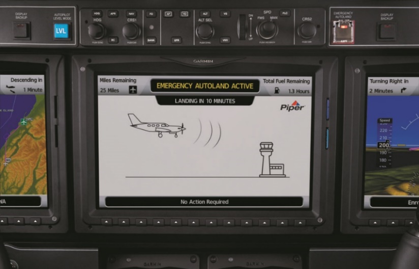 The viewpoint of Garmin G3000 Autoland.