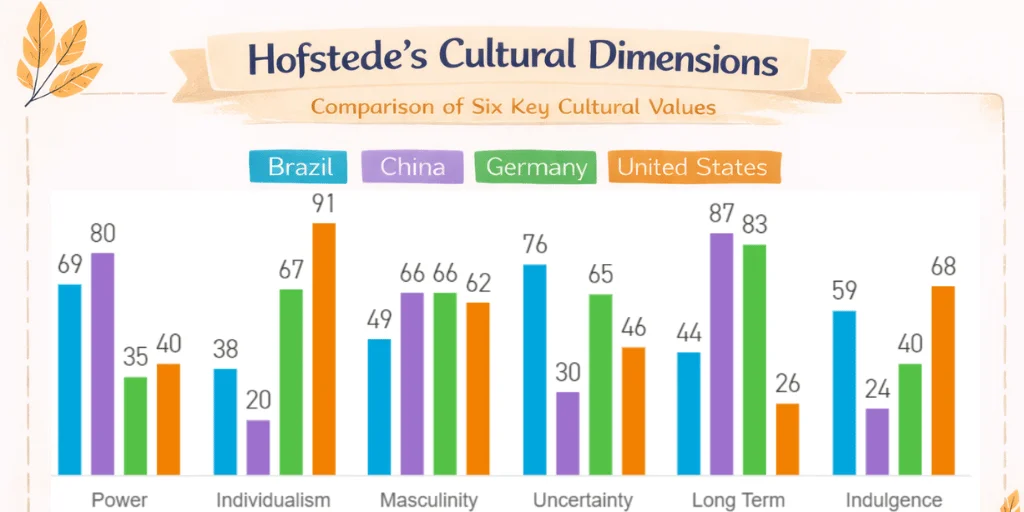 Hofstedes cultural dimensions model diagram